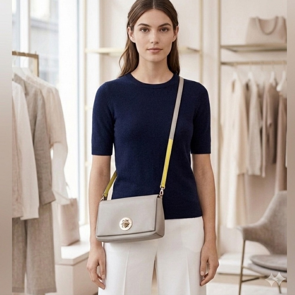 Kate Spade Rare "Quick and Curious" Grey Leather Crossbody